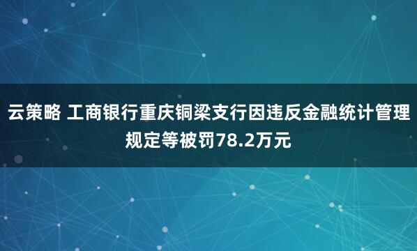 云策略 工商银行重庆铜梁支行因违反金融统计管理规定等被罚78.2万元